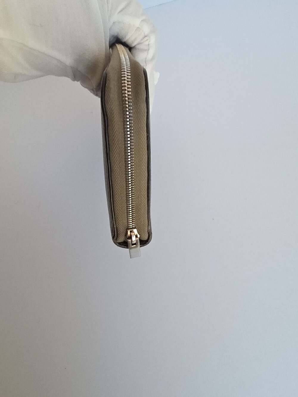 Céline Large Zip Around Multifunction Wallet in Grained Calfskin Taupe and Yello - Picture 14 of 16